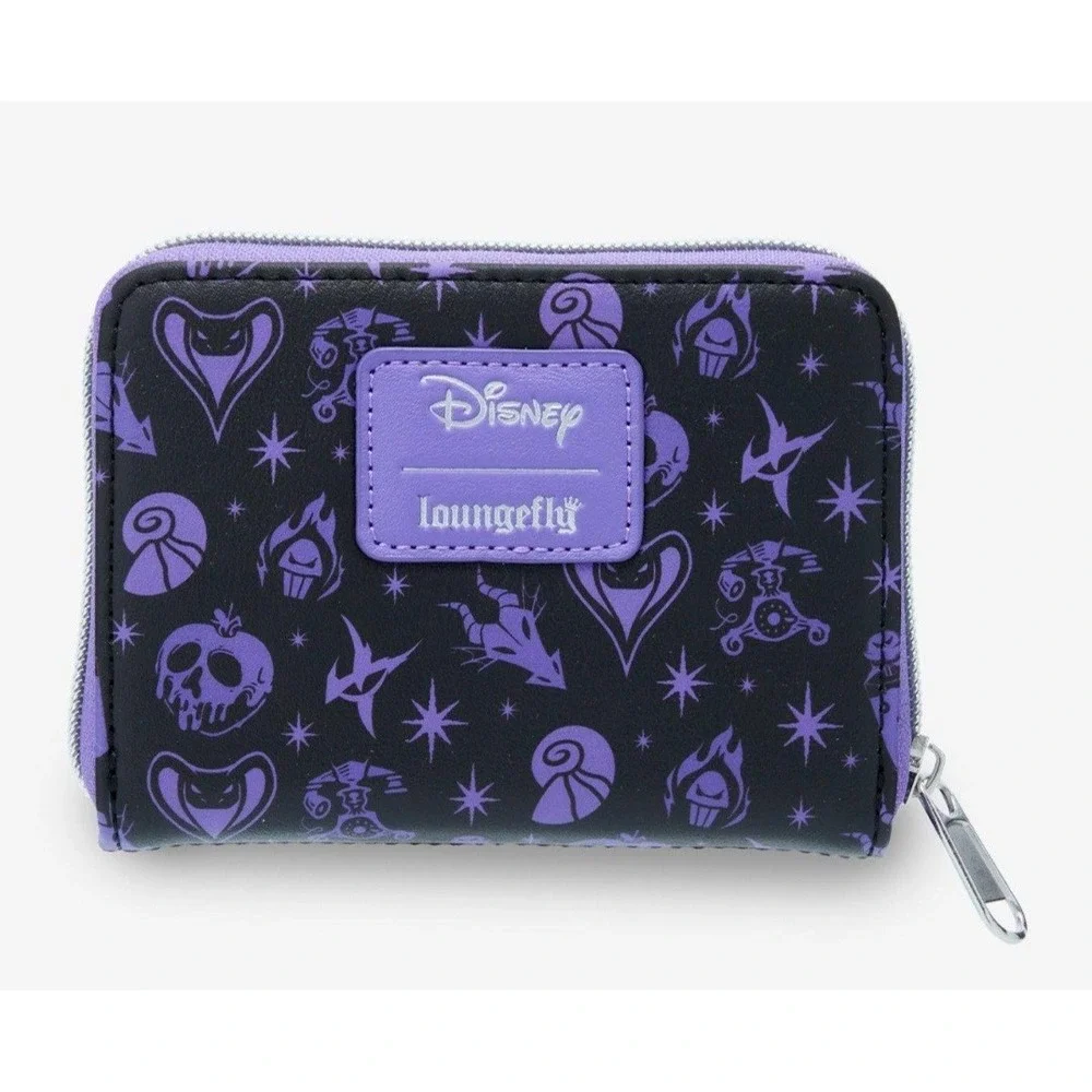 NEW! Loungefly Disney Villains‎ Purple Florals Satchel And Wallet SET Whimisgoth